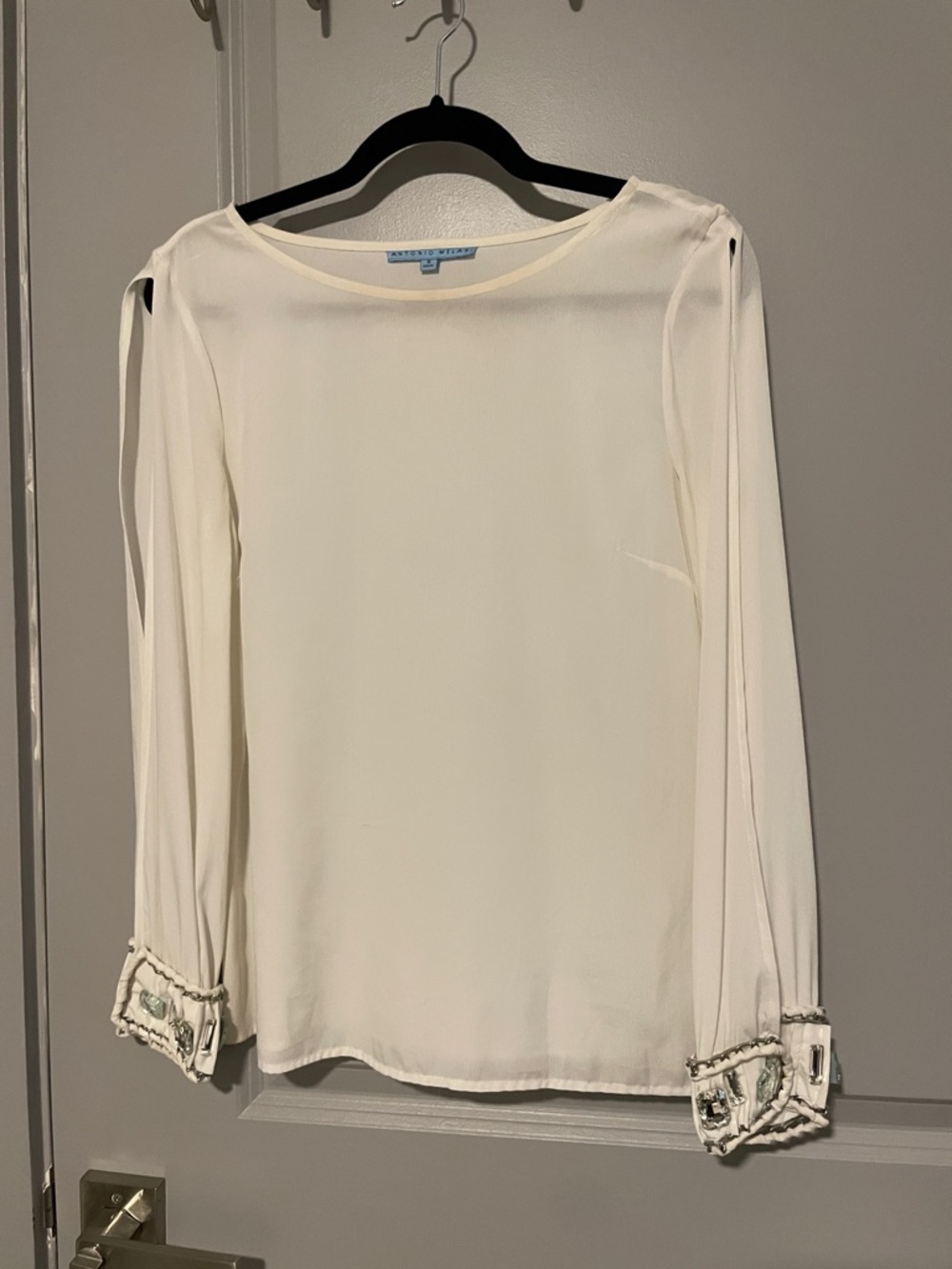 Long-Sleeve Embellished Cuff Blouse
